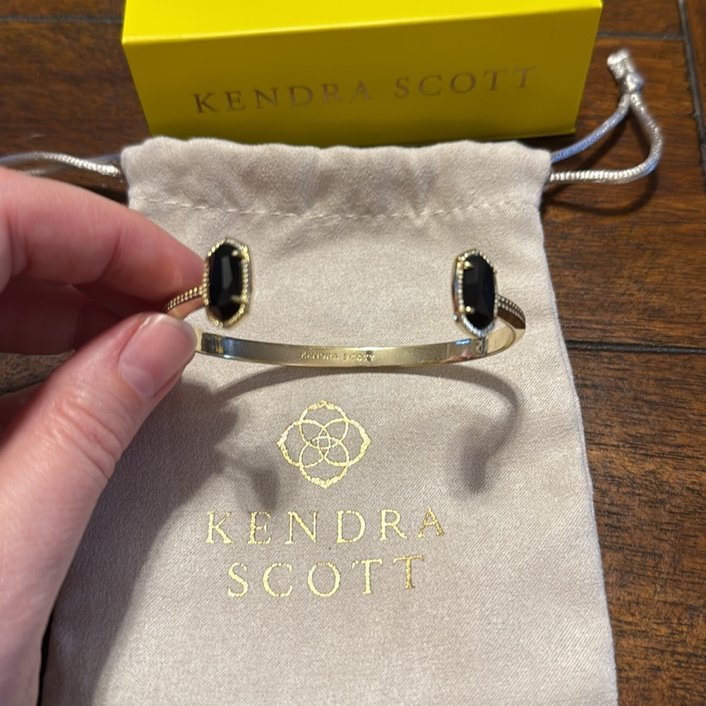Kendra Scott Gold Cuff Bracelet with Black Stones - Picture 2 of 2